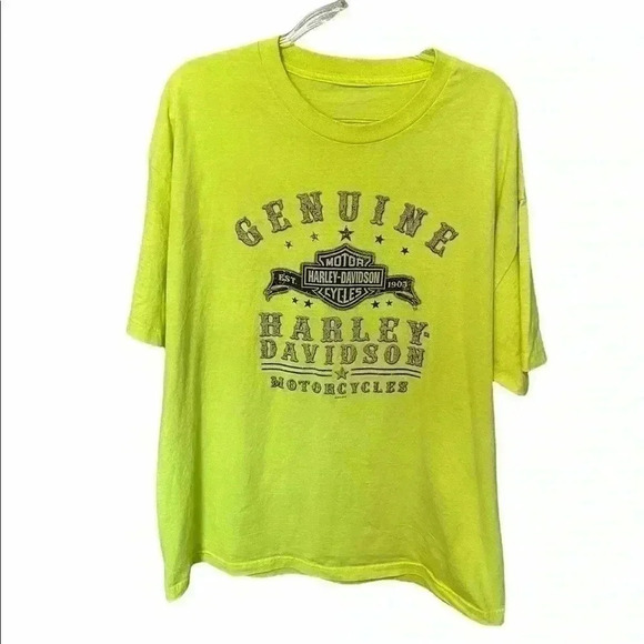 Harley Davidson Lime Green T’ Shirt - Picture 2 of 2